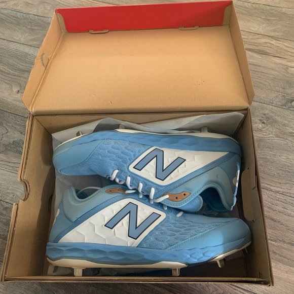 NWT NEW BALANCE L300SD4 LIGHT BLUE/WHITE METAL BASEBALL CLEATS/SHOES 17D‎ (WIDE) main image 4